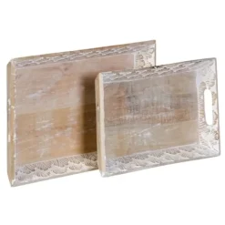 Snacksbricka 45,5 x 30,5 x 5,5 cm Vit Mangoträ (2 antal)