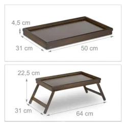Serveringsfat & Skålar-Sängbricka, 22,5x64x31 cm, Brun