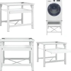Sockel för tvättmaskin med utdragbar hylla vit - Förhöjningssockel - Förhöjningssocklar - Home & Living