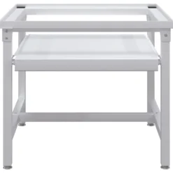 vidaXL Tvättmaskiner-Sockel för tvättmaskin med utdragbar hylla vit