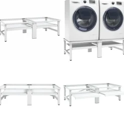 Tvättmaskiner-Sockel för tvättmaskin med utdragbar hylla vit - Förhöjningssockel - Förhöjningssocklar - Home & Living