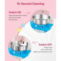 Maskiner För Spunnet Socker-Sockervaddsmaskin, 52 cm rostfri stålkål, 81,9x52x85,5 cm, blå