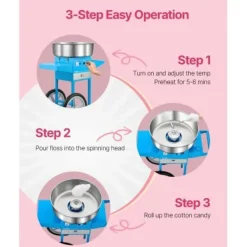 Maskiner För Spunnet Socker-Sockervaddsmaskin, 52 cm rostfri stålkål, 81,9x52x85,5 cm, blå