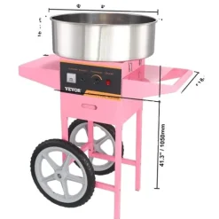 Maskiner För Spunnet Socker-Sockervaddsmaskin, kommersiell kvalitet, rostfri stålskål, Rosa med vagn