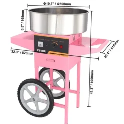 Maskiner För Spunnet Socker-Sockervaddsmaskin, kommersiell kvalitet, rostfri stålskål, Rosa med vagn