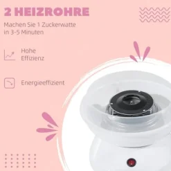 Sockervaddsmaskin modell 1, vit – enkel för fest & kalas