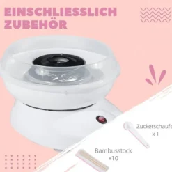 Sockervaddsmaskin modell 1, vit – enkel för fest & kalas