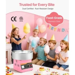 Maskiner För Spunnet Socker-Sockervaddsmaskin, 38x38x34 cm, rosa, rostfritt stål