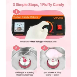 Maskiner För Spunnet Socker-Sockervaddsmaskin, 38x38x34 cm, rosa, rostfritt stål