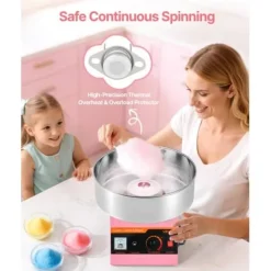 Maskiner För Spunnet Socker-Sockervaddsmaskin, 38x38x34 cm, rosa, rostfritt stål