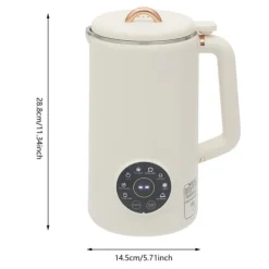 Sojamjölksberedare & Mixer - Bordsmodell - 1 l - 304 rostfritt stål - 10 blad - 30000 varv/min - 600 W värme - 220 V EU-kontakt - Elfenbensvit