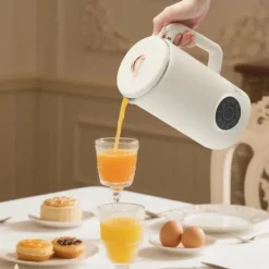 Sojamjölksberedare & Mixer - Bordsmodell - 1 l - 304 rostfritt stål - 10 blad - 30000 varv/min - 600 W värme - 220 V EU-kontakt - Elfenbensvit