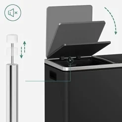 Soptunnor & Papperskorgar-SONGMICS Dubbel soptunna, 2 x 30L avfalls- och återvinningskökskärl, svart