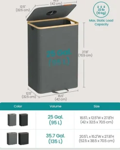 Tvättutrustning-SONGMICS insamlingsbehållare för pantflaskor 95 L skiffergrå-naturbeige