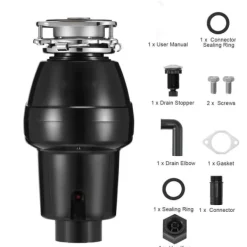 Sophantering 1/2 HP Kontinuerlig matavfallskvarn, 3820 RPM, effektiv avfallshantering, hållbar design, enkel installation