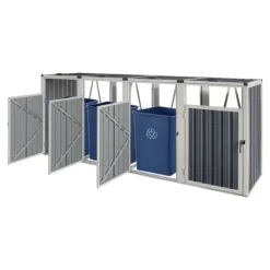 Soptunnor & Papperskorgar-Sopkärlsskjul Tarbek avfallsskjul soptunneskydd plats för 4 sopkärlar 121x292x82 cm antracit [pro.tec]