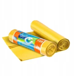 Soppåsar-Soppåsar av plast, gula för sortering, 120 liter