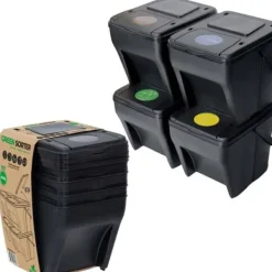 Sopsorteringsbehållare OliveBird 100L - 4x25L med färgade klistermärken