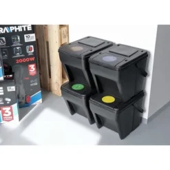 Sopsorteringsbehållare OliveBird 100L - 4x25L med färgade klistermärken