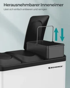 Källsorteringskärl-Soptunna, 60.5x31.5x48.5 cm, Vit