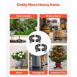 Tillbehör Till Avfallshantering-Soptunnedolly, 38x38x11 cm, Svart, Justerbar rullvagn