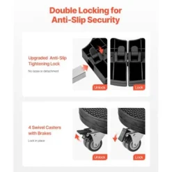 Tillbehör Till Avfallshantering-Soptunnedolly, 38x38x11 cm, Svart, Justerbar rullvagn