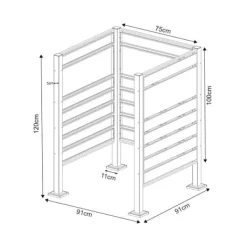 [en.casa] Soptunnesskydd Uusikaupunki 120x91x91 cm silver