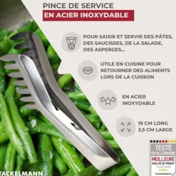 Spagettitång, köksredskap i rostfritt stål 19 cm Fackelmann