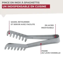 Spagettitång, köksredskap i rostfritt stål 19 cm Fackelmann