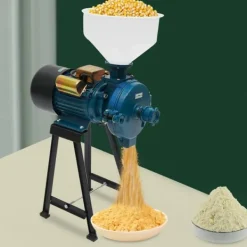 Matkvarnar-Spannmålskvarn 2200W 220V, elektrisk för torrt spannmål/ris/majs, med tratt, EU-kontakt, orange