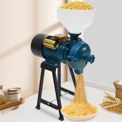 Matkvarnar-Spannmålskvarn 2200W 220V, elektrisk för torrt spannmål/ris/majs, med tratt, EU-kontakt, orange