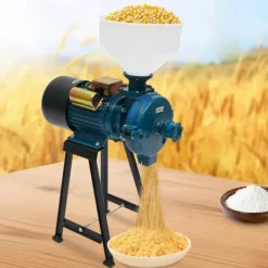 Matkvarnar-Spannmålskvarn 2200W 220V, elektrisk för torrt spannmål/ris/majs, med tratt, EU-kontakt, orange
