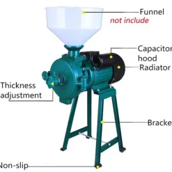 Matkvarnar-Spannmålskvarn 2200W 220V, elektrisk för torrt spannmål/ris/majs, med tratt, EU-kontakt, orange