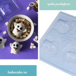 Kakformar-Spökformad 3D Chokladform - 3-delad Silikonform för Halloween Pralinform