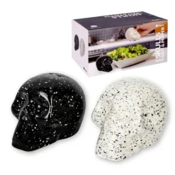 Salt- & Pepparströare-Spricka salt- och pepparkar “Calaveras”, 7 cm x H 6,5 cm, vit/svart