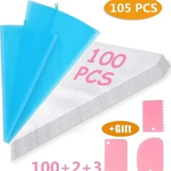 Spritspåsar-Spritzpåsar - Nifogo - 100 Engångspåsar - 2 Silikonpåsar - Livsmedelsplast