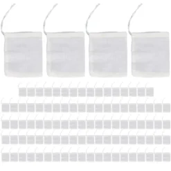 100st dragsko bomullspåsar 8cmx10cm Återanvändbart filter terester Miljövänlig tefilterpåse