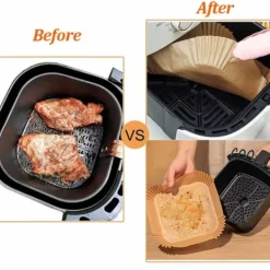 50st Fyrkantiga Airfryer Papper – Bakplåtspapper för Luftfritös 20cm
