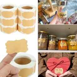 Tillbehör Till Matförvaring-250st Kraftpapper Etiketter för Burkar, Presenter + Penna