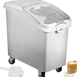 Behållare För Matförvaring-3st 25L mjölförvaringsbehållare med 4 hjul, genomskinligt skjutlock och skopa, förtjockat PP-material, bra tätning, bred applikation