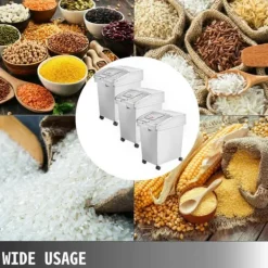 Behållare För Matförvaring-3st 25L mjölförvaringsbehållare med 4 hjul, genomskinligt skjutlock och skopa, förtjockat PP-material, bra tätning, bred applikation