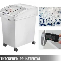 Behållare För Matförvaring-3st 25L mjölförvaringsbehållare med 4 hjul, genomskinligt skjutlock och skopa, förtjockat PP-material, bra tätning, bred applikation