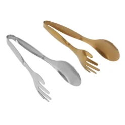 2st skedgaffeltång Liten serveringstång i rostfritt stål Matklämma Salladstång för konditorivaror Buffé Kökstillbehör