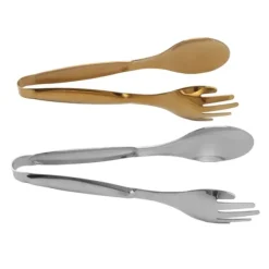 2st skedgaffeltång Liten serveringstång i rostfritt stål Matklämma Salladstång för konditorivaror Buffé Kökstillbehör