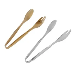 2st skedgaffeltång Liten serveringstång i rostfritt stål Matklämma Salladstång för konditorivaror Buffé Kökstillbehör