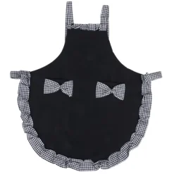 Förkläden-Söt Vintage Damförkläde Rosett Spetsdekoration med Ficka för Köksmatlagningstillbehör Svart