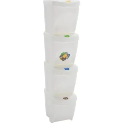 vidaXL Källsorteringskärl-Stapelbara soptunnor 4 st vit 100 L polypropen