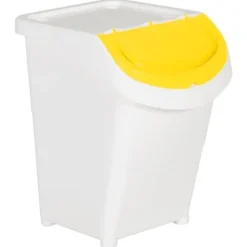 Källsorteringskärl-Stapelbara soptunnor med lock - 3 st | Färg: Vit | Volym: 120 L