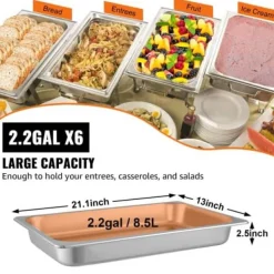 Tillbehör För Matservering-Steam Table Pan, 53x32,5x6,5 cm, Rostfritt stål, Matbehållare