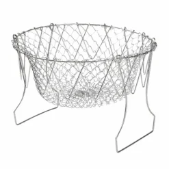 Durkslag & Silar-Stekkorg i rostfritt stål Hopfällbar, måttlig masktäthet, mångsidigt matlagningsnät för kök